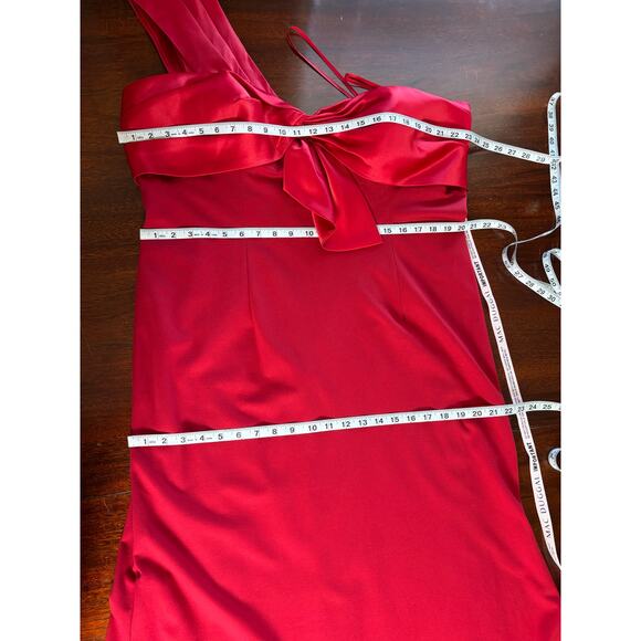 Mac Duggal Red One Shoulder Formal Evening Dress Plus Sz‎ 20 Stretch Jersey $398 - Picture 8 of 13